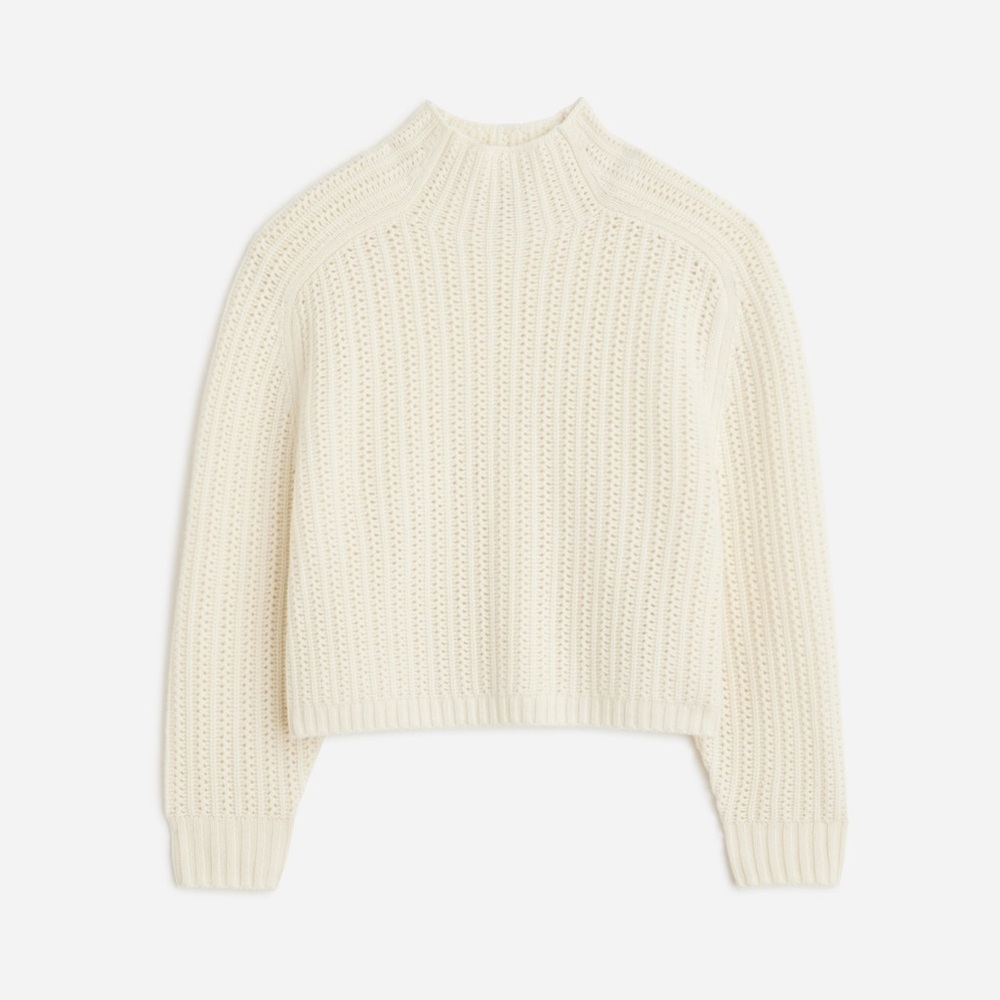 Madewell Pointelle-Stitch Mockneck Sweater in Heather Ivory - Picture 5 of 15